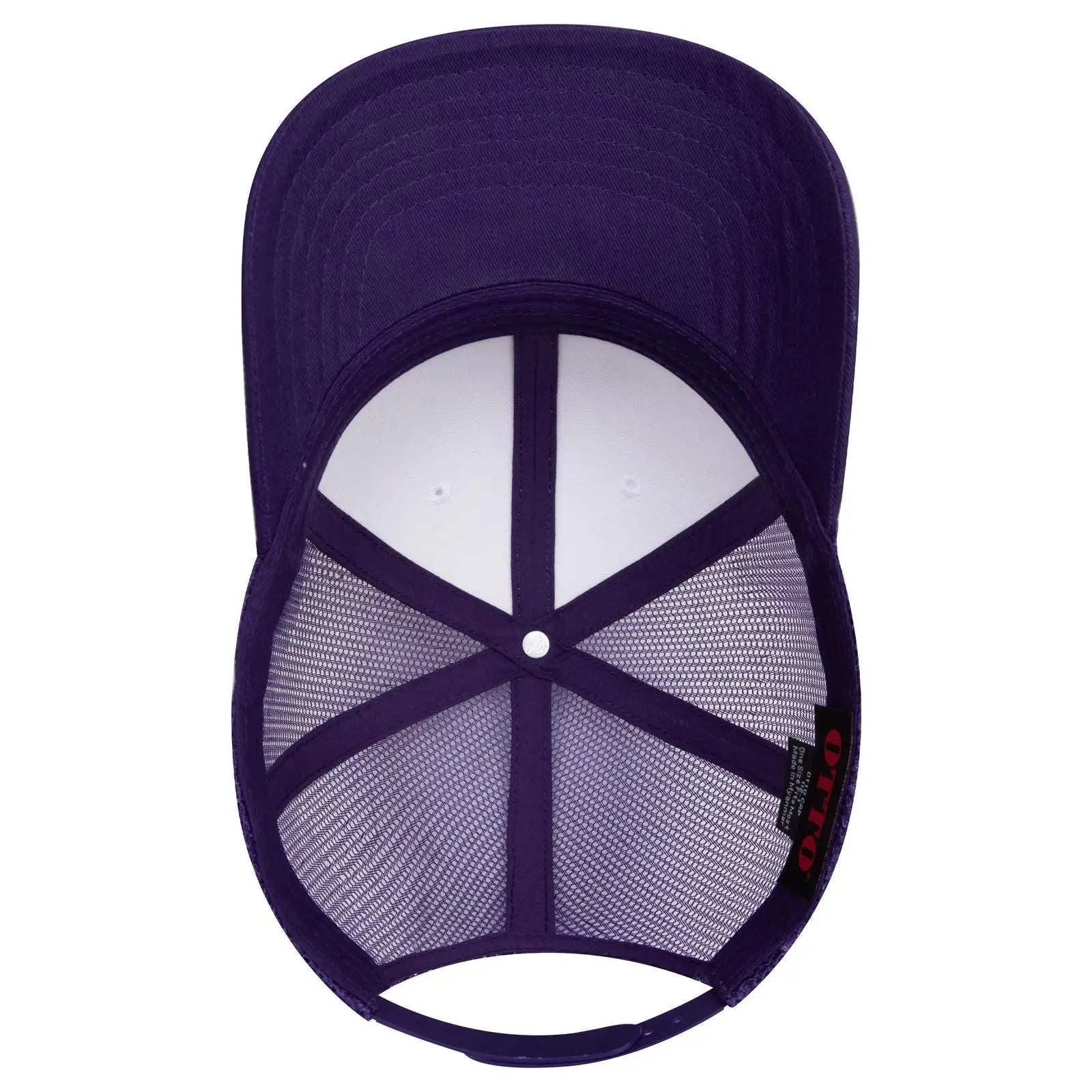 OTTO 112-1 6 Panel Mid Profile Mesh Back Trucker Cap - Pur/Wht/Pur - Pur/Wht/Pur / 7 3/8’’ - 7 5/8’’