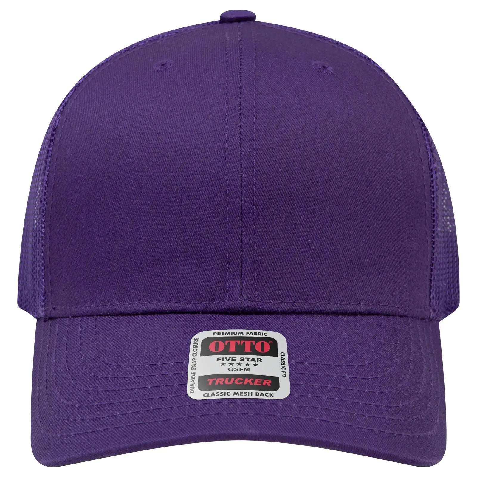 OTTO 112-1 6 Panel Mid Profile Mesh Back Trucker Cap - Purple - Purple / 7 3/8’’ - 7 5/8’’