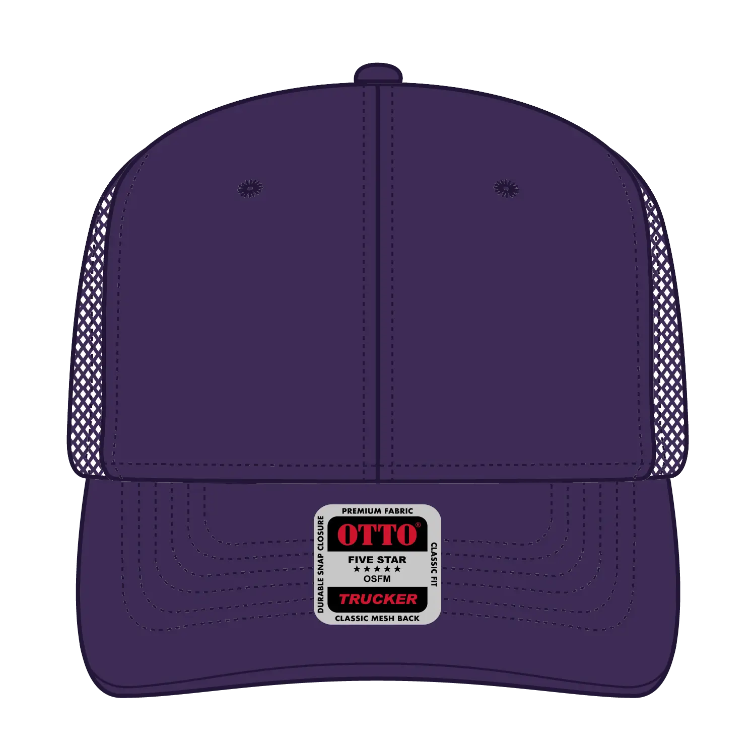 OTTO 112-1 6 Panel Mid Profile Mesh Back Trucker Cap - Purple - Purple / 7 3/8’’ - 7 5/8’’