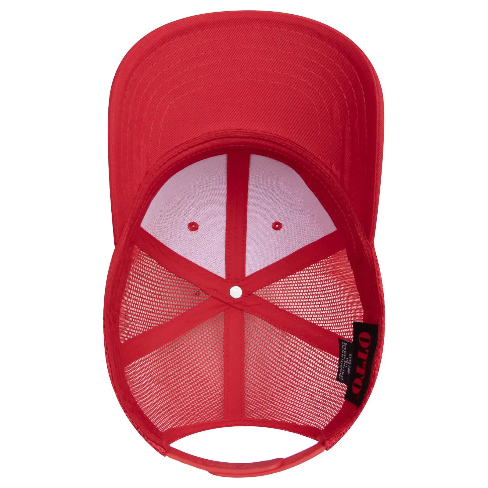 OTTO 112-1 6 Panel Mid Profile Mesh Back Trucker Cap - Red