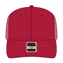 OTTO 112-1 6 Panel Mid Profile Mesh Back Trucker Cap - Red - Red / 7 3/8’’ - 7 5/8’’