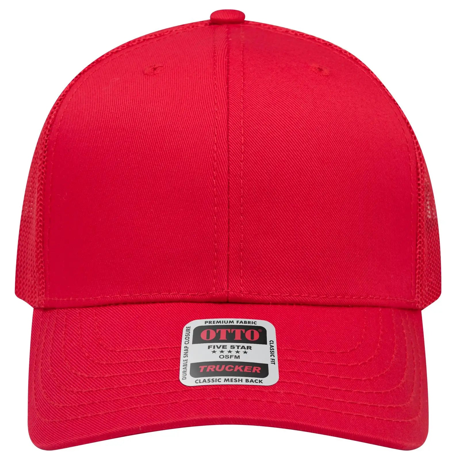 OTTO 112-1 6 Panel Mid Profile Mesh Back Trucker Cap - Red