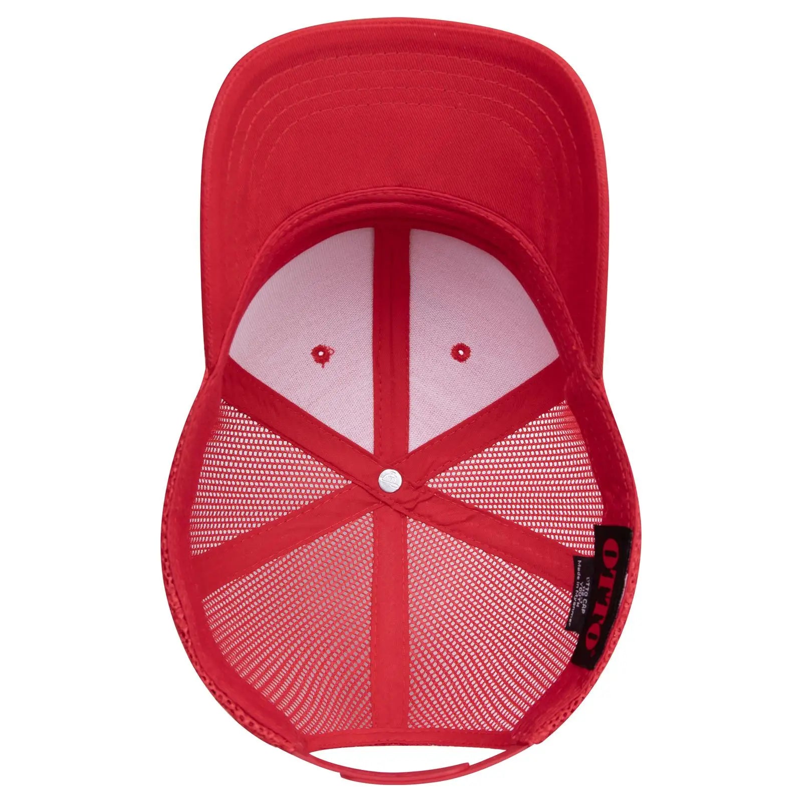 OTTO 112-1 6 Panel Mid Profile Mesh Back Trucker Cap - Red