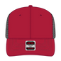 OTTO 112-1 6 Panel Mid Profile Mesh Back Trucker Cap - Red/Red/Blk - Red/Red/Blk / 7 3/8’’ - 7 5/8’’