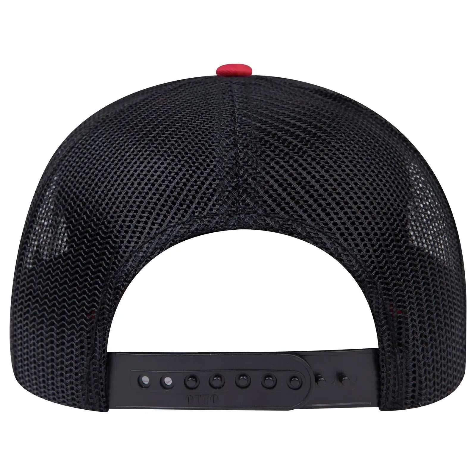 OTTO 112-1 6 Panel Mid Profile Mesh Back Trucker Cap - Red/Red/Blk - Red/Red/Blk / 7 3/8’’ - 7 5/8’’
