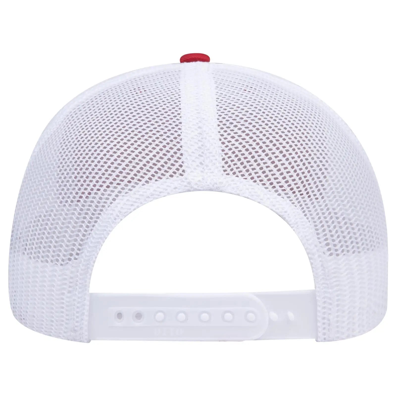 OTTO 112-1 6 Panel Mid Profile Mesh Back Trucker Cap - Red/Red/Wht - Red/Red/Wht / 7 3/8’’ - 7 5/8’’