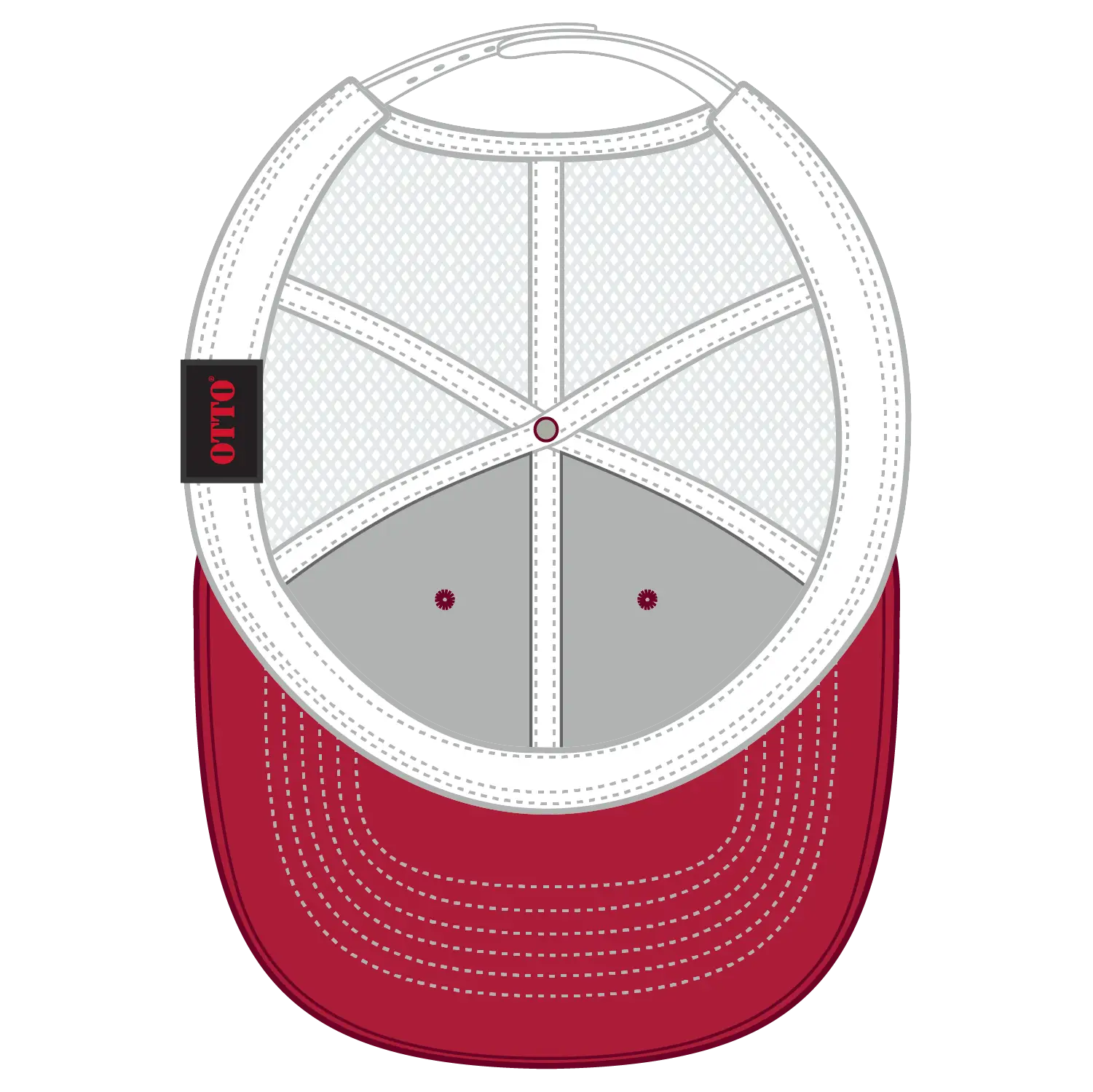 OTTO 112-1 6 Panel Mid Profile Mesh Back Trucker Cap - Red/Red/Wht - Red/Red/Wht / 7 3/8’’ - 7 5/8’’