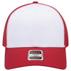 OTTO 112-1 6 Panel Mid Profile Mesh Back Trucker Cap - Red/Wht/Red - Red/Wht/Red / 7 3/8’’ - 7 5/8’’
