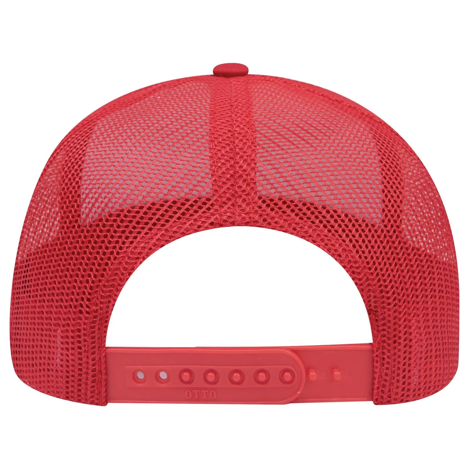 OTTO 112-1 6 Panel Mid Profile Mesh Back Trucker Cap - Red/Wht/Red - Red/Wht/Red / 7 3/8’’ - 7 5/8’’