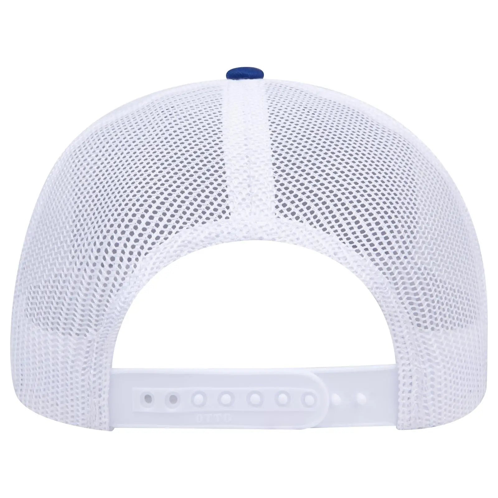 OTTO 112-1 6 Panel Mid Profile Mesh Back Trucker Cap - Ryl/Ryl/Wht - Ryl/Ryl/Wht / 7 3/8’’ - 7 5/8’’