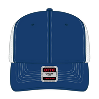 OTTO 112-1 6 Panel Mid Profile Mesh Back Trucker Cap - Ryl/Ryl/Wht - Ryl/Ryl/Wht / 7 3/8’’ - 7 5/8’’