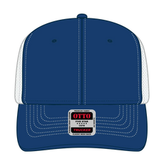 OTTO 112-1 6 Panel Mid Profile Mesh Back Trucker Cap - Ryl/Ryl/Wht - Ryl/Ryl/Wht / 7 3/8’’ - 7 5/8’’