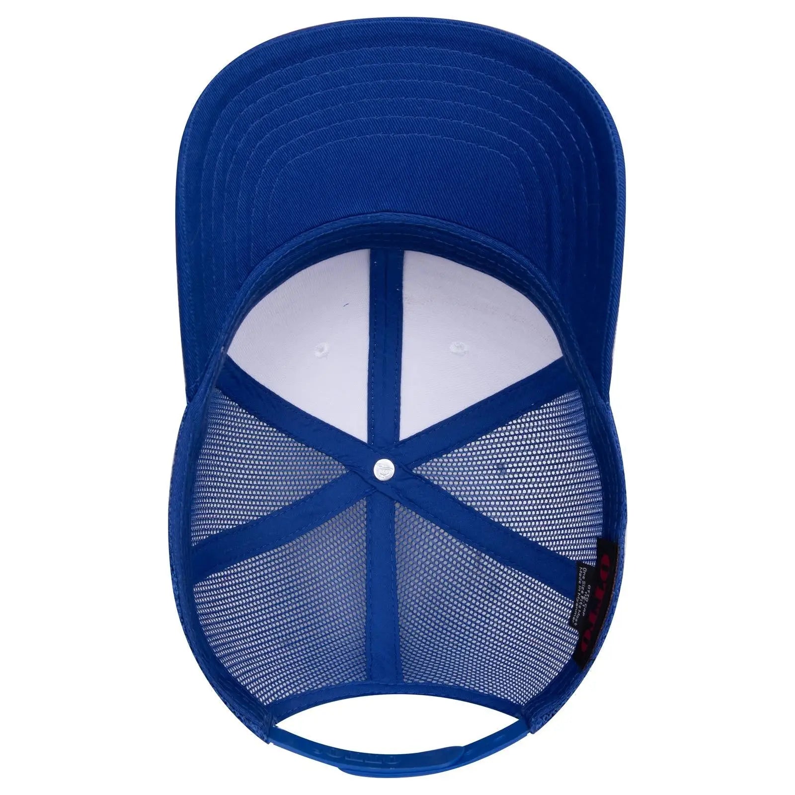 OTTO 112-1 6 Panel Mid Profile Mesh Back Trucker Cap - Ryl/Wht/Ryl - Ryl/Wht/Ryl / 7 3/8’’ - 7 5/8’’