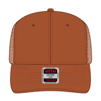 OTTO 112-1 6 Panel Mid Profile Mesh Back Trucker Cap - Tx. Orange - Tx. Orange / 7 3/8’’ - 7 5/8’’