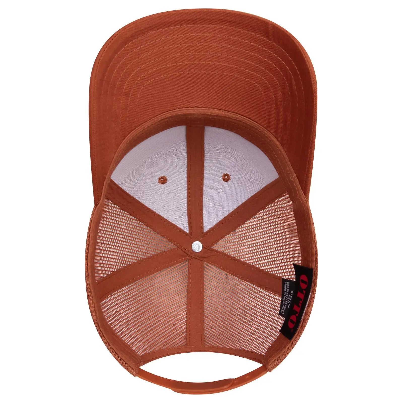 OTTO 112-1 6 Panel Mid Profile Mesh Back Trucker Cap - Tx. Orange - Tx. Orange / 7 3/8’’ - 7 5/8’’