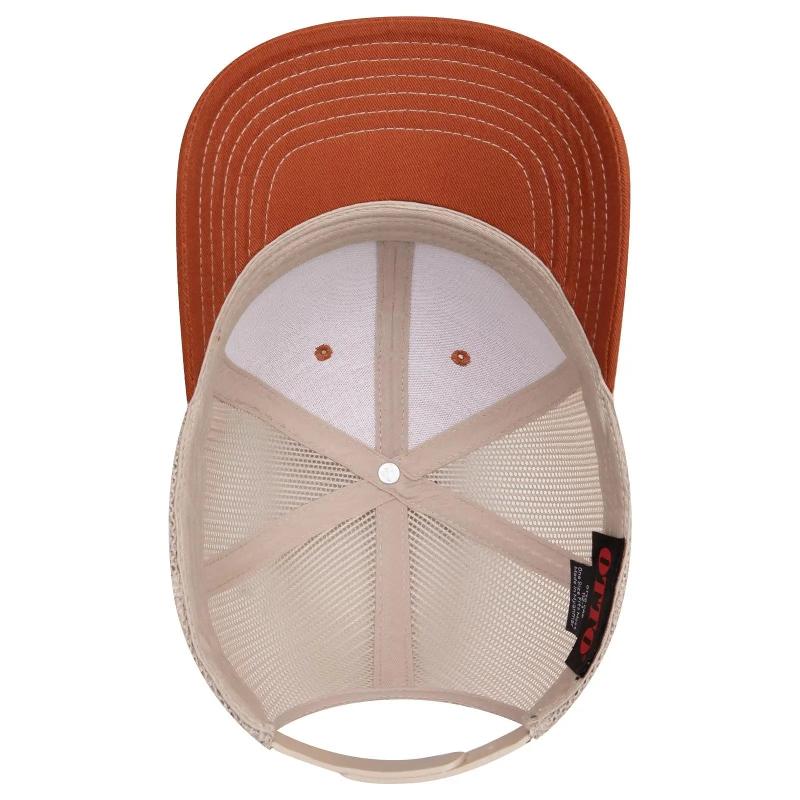 OTTO 112-1 6 Panel Mid Profile Mesh Back Trucker Cap - Tx.Org/Tx.Org/Kha - Tx.Org/Tx.Org/Kha / 7 3/8’’ - 7 5/8’’