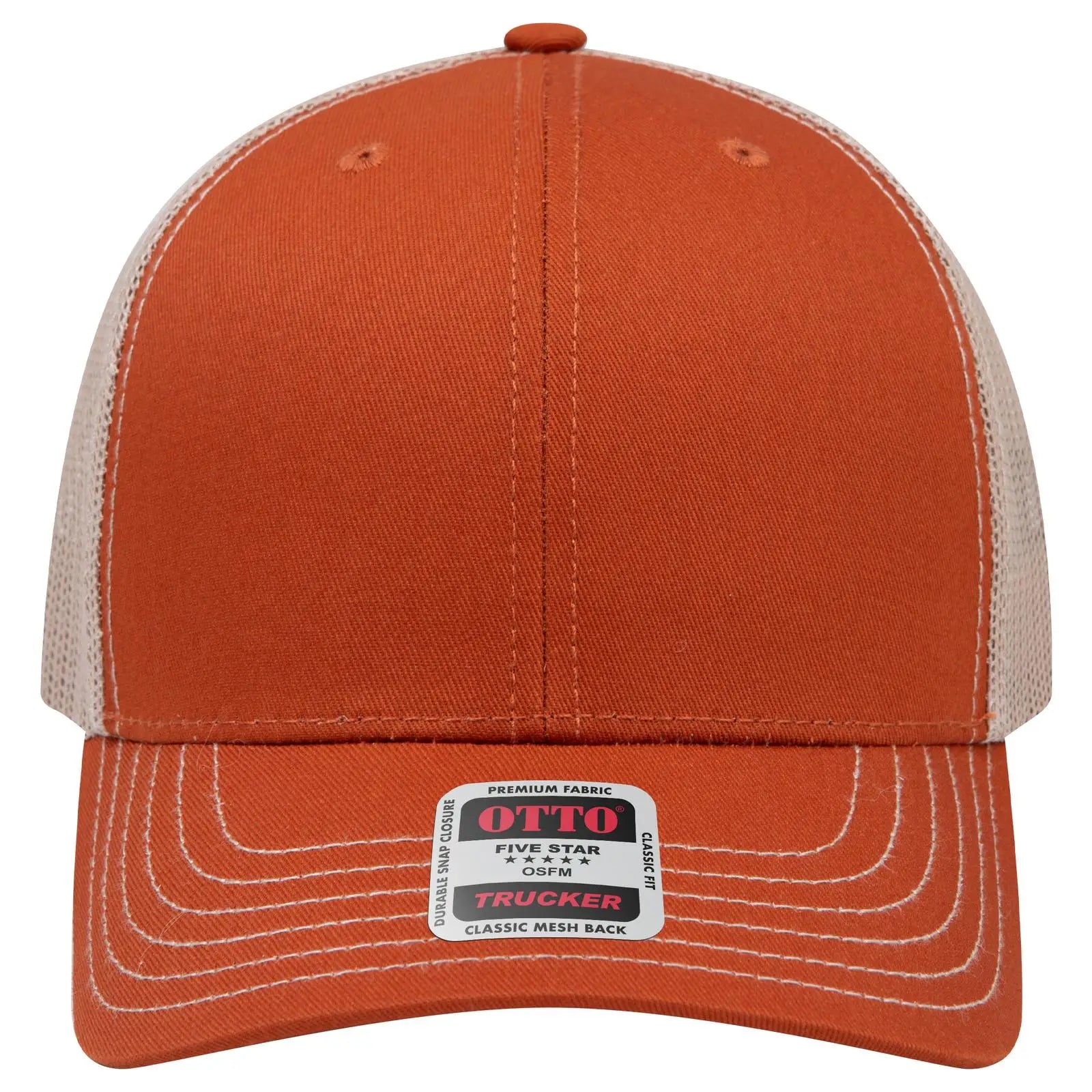 OTTO 112-1 6 Panel Mid Profile Mesh Back Trucker Cap - Tx.Org/Tx.Org/Kha - Tx.Org/Tx.Org/Kha / 7 3/8’’ - 7 5/8’’