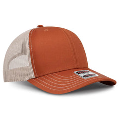 OTTO 112-1 6 Panel Mid Profile Mesh Back Trucker Cap - Tx.Org/Tx.Org/Kha - Tx.Org/Tx.Org/Kha / 7 3/8’’ - 7 5/8’’