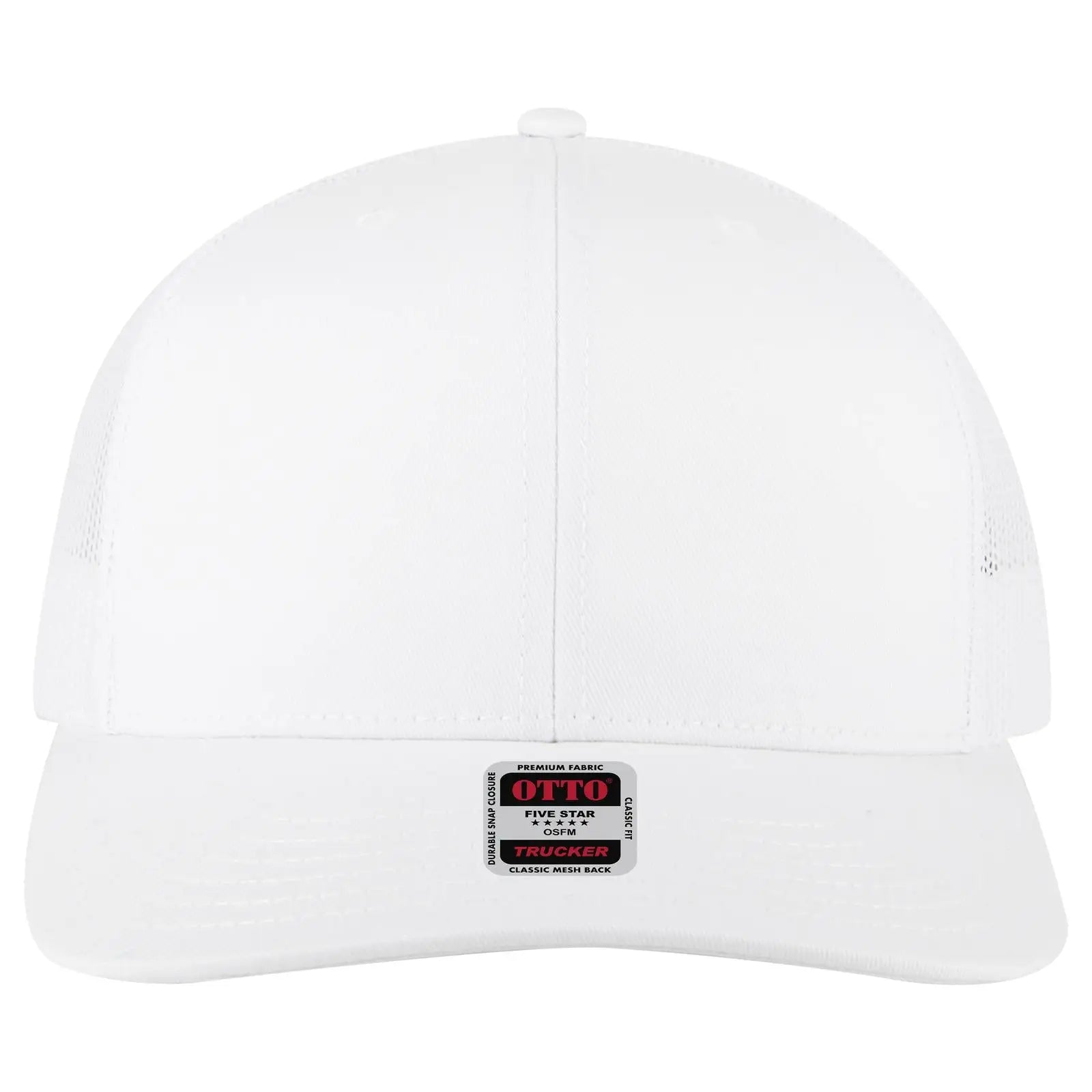 OTTO 112-1 6 Panel Mid Profile Mesh Back Trucker Cap - White