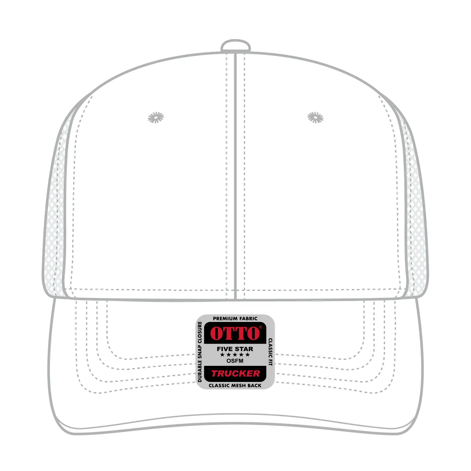 OTTO 112-1 6 Panel Mid Profile Mesh Back Trucker Cap - White - White / 6’’ - 7 1/8’’
