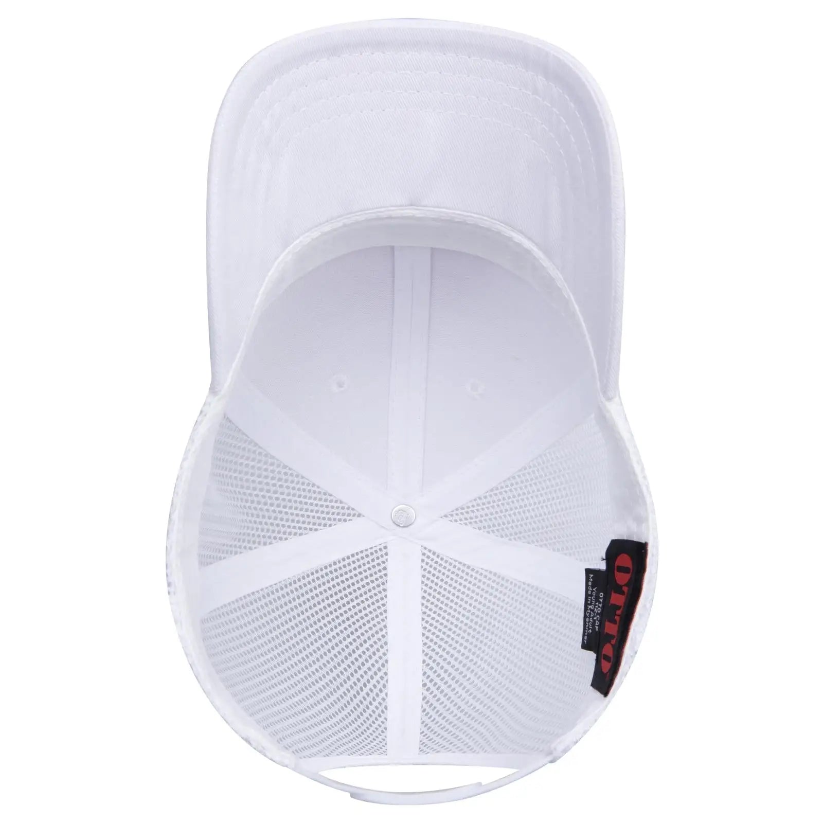 OTTO 112-1 6 Panel Mid Profile Mesh Back Trucker Cap - White
