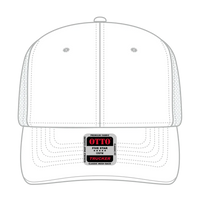OTTO 112-1 6 Panel Mid Profile Mesh Back Trucker Cap - White - White / 7 3/8’’ - 7 5/8’’