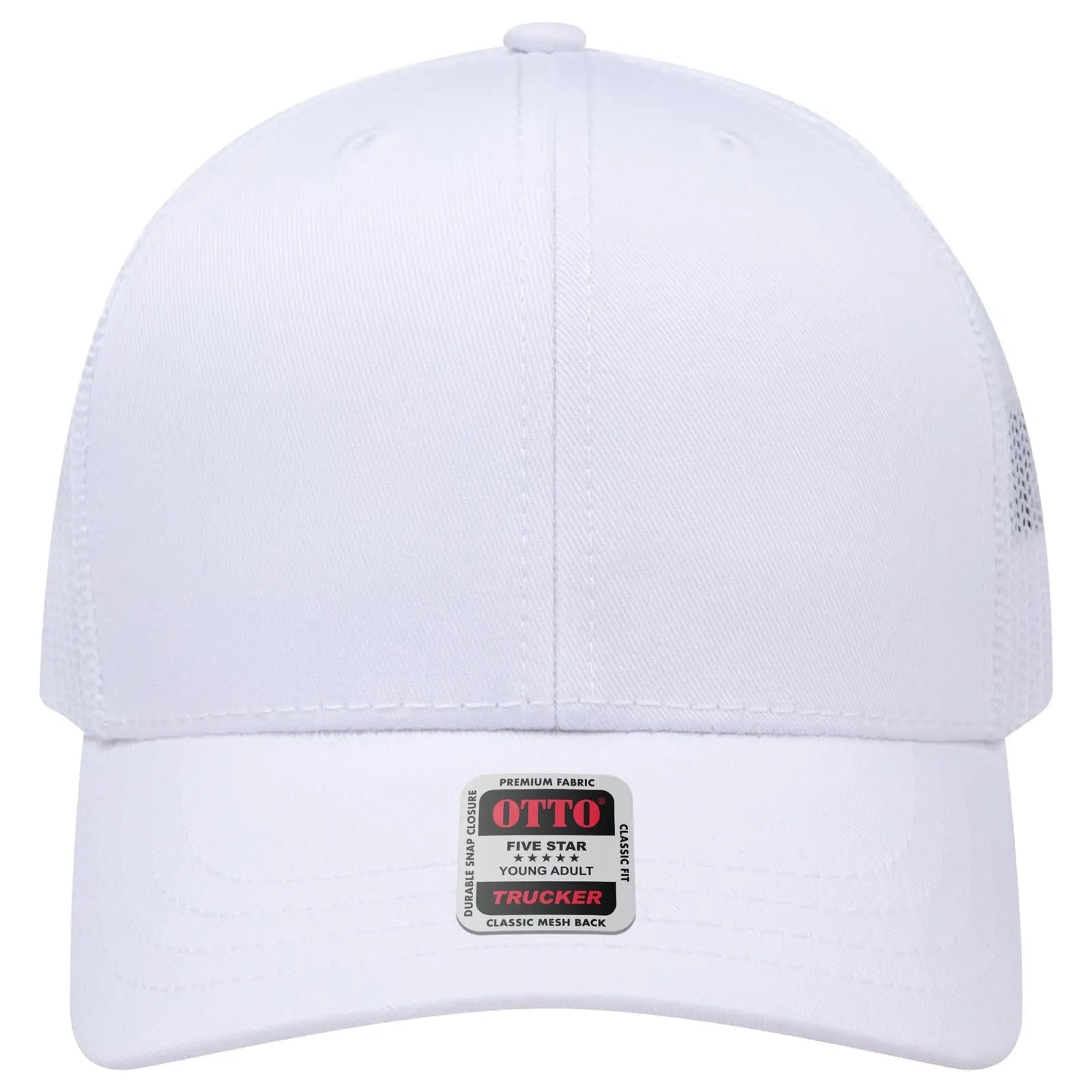 OTTO 112-1 6 Panel Mid Profile Mesh Back Trucker Cap - White
