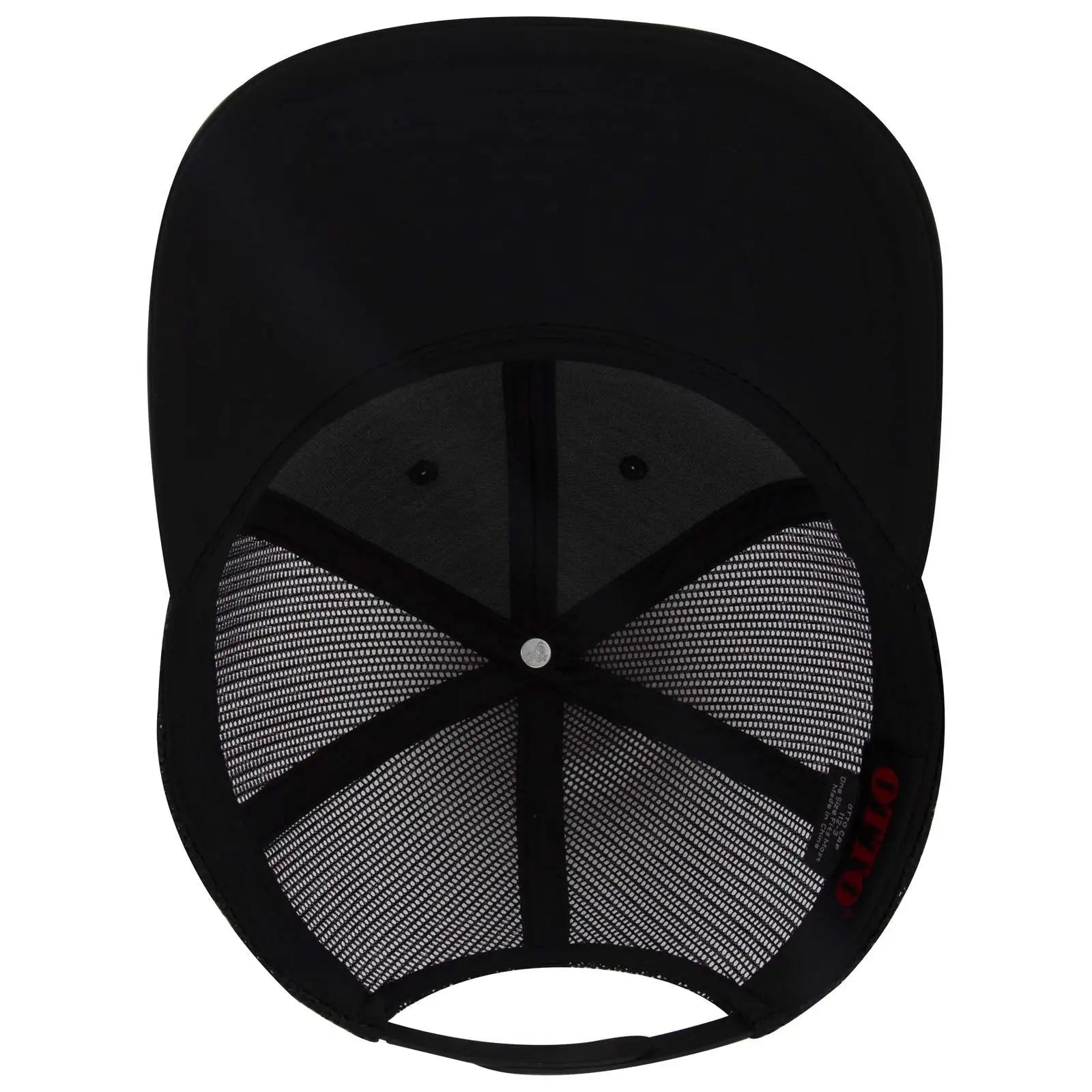 OTTO 112-3 6 Panel Mid Profile Mesh Back Trucker Cap - Black - Black / 7 3/8’’ - 7 5/8’’