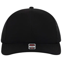 OTTO 112-3 6 Panel Mid Profile Mesh Back Trucker Cap - Black - Black / 7 3/8’’ - 7 5/8’’