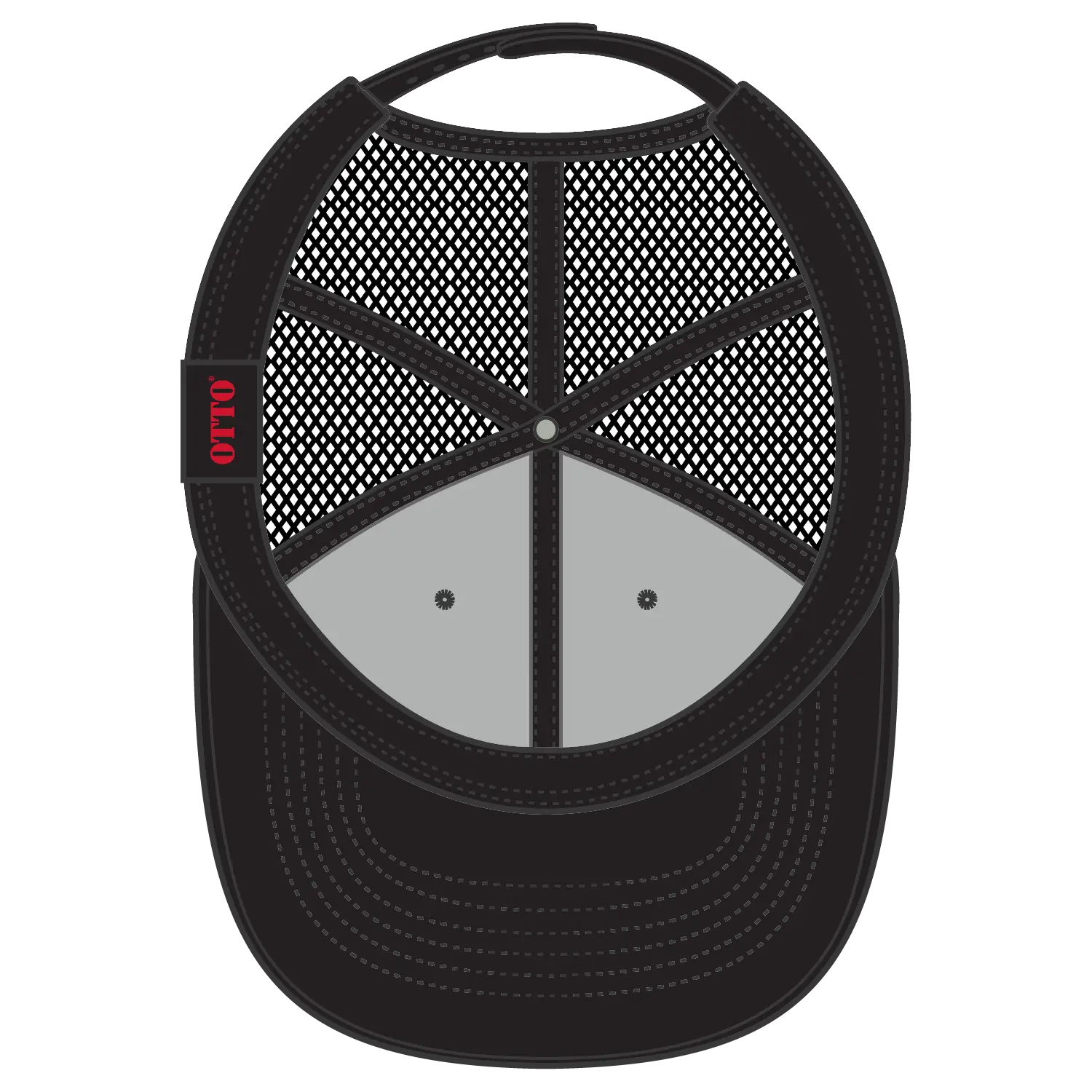OTTO 112-3 6 Panel Mid Profile Mesh Back Trucker Cap - Black - Black / 7 3/8’’ - 7 5/8’’