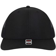 OTTO 112-3 6 Panel Mid Profile Mesh Back Trucker Cap - Black - Black / 7 3/8’’ - 7 5/8’’