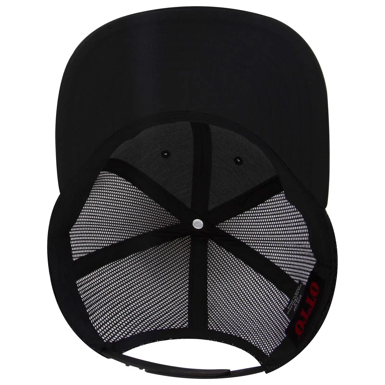 OTTO 112-3 6 Panel Mid Profile Mesh Back Trucker Cap - Black - Black / 7 3/8’’ - 7 5/8’’