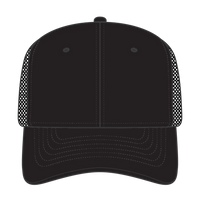 OTTO 112-3 6 Panel Mid Profile Mesh Back Trucker Cap - Black - Black / 7 3/8’’ - 7 5/8’’