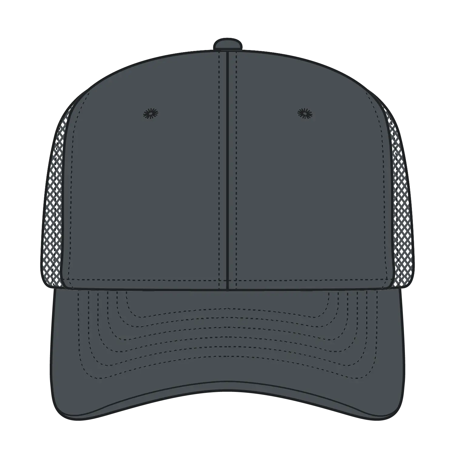OTTO 112-3 6 Panel Mid Profile Mesh Back Trucker Cap - Char. Gray - Char. Gray / 7 3/8’’ - 7 5/8’’