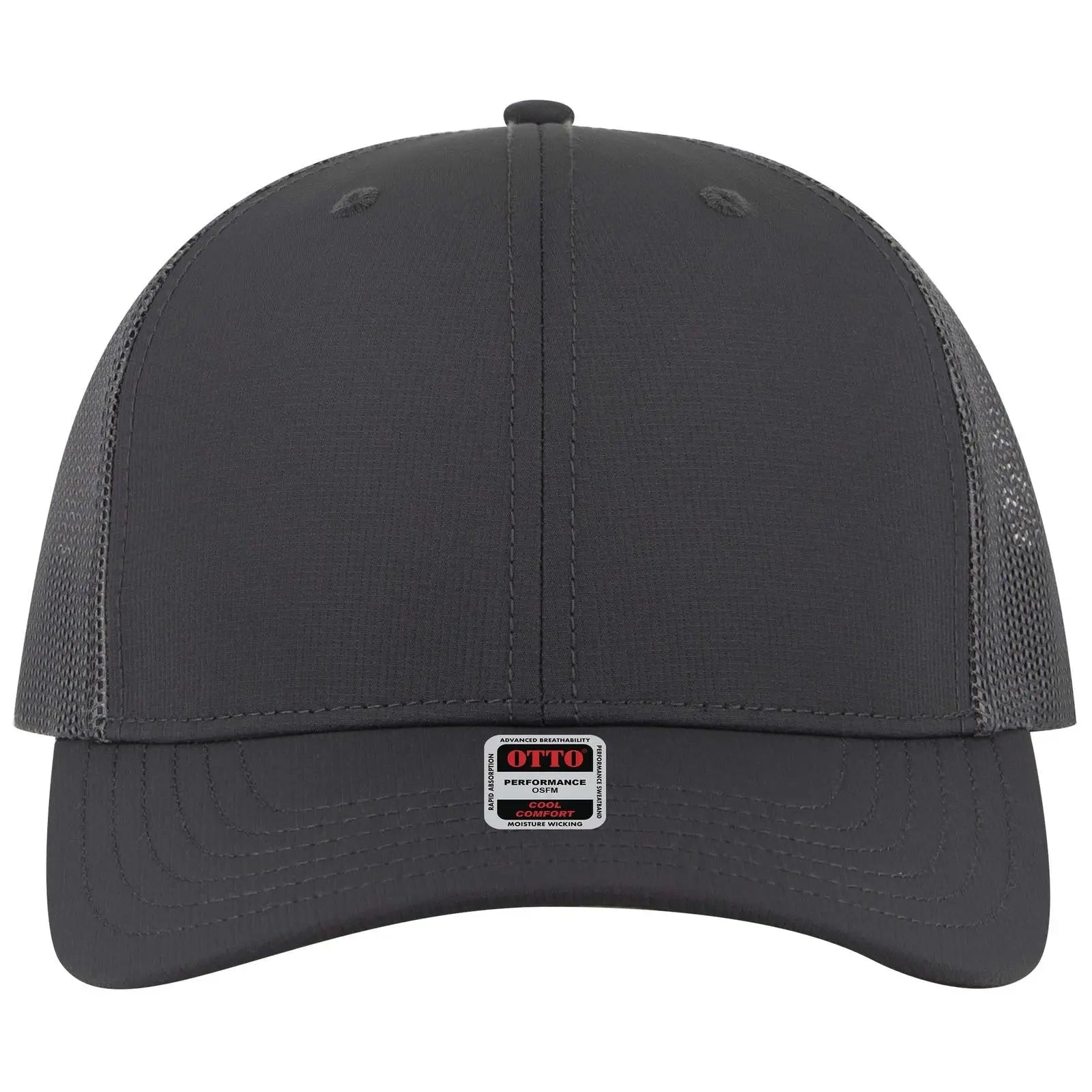 OTTO 112-3 6 Panel Mid Profile Mesh Back Trucker Cap - Char. Gray - Char. Gray / 7 3/8’’ - 7 5/8’’