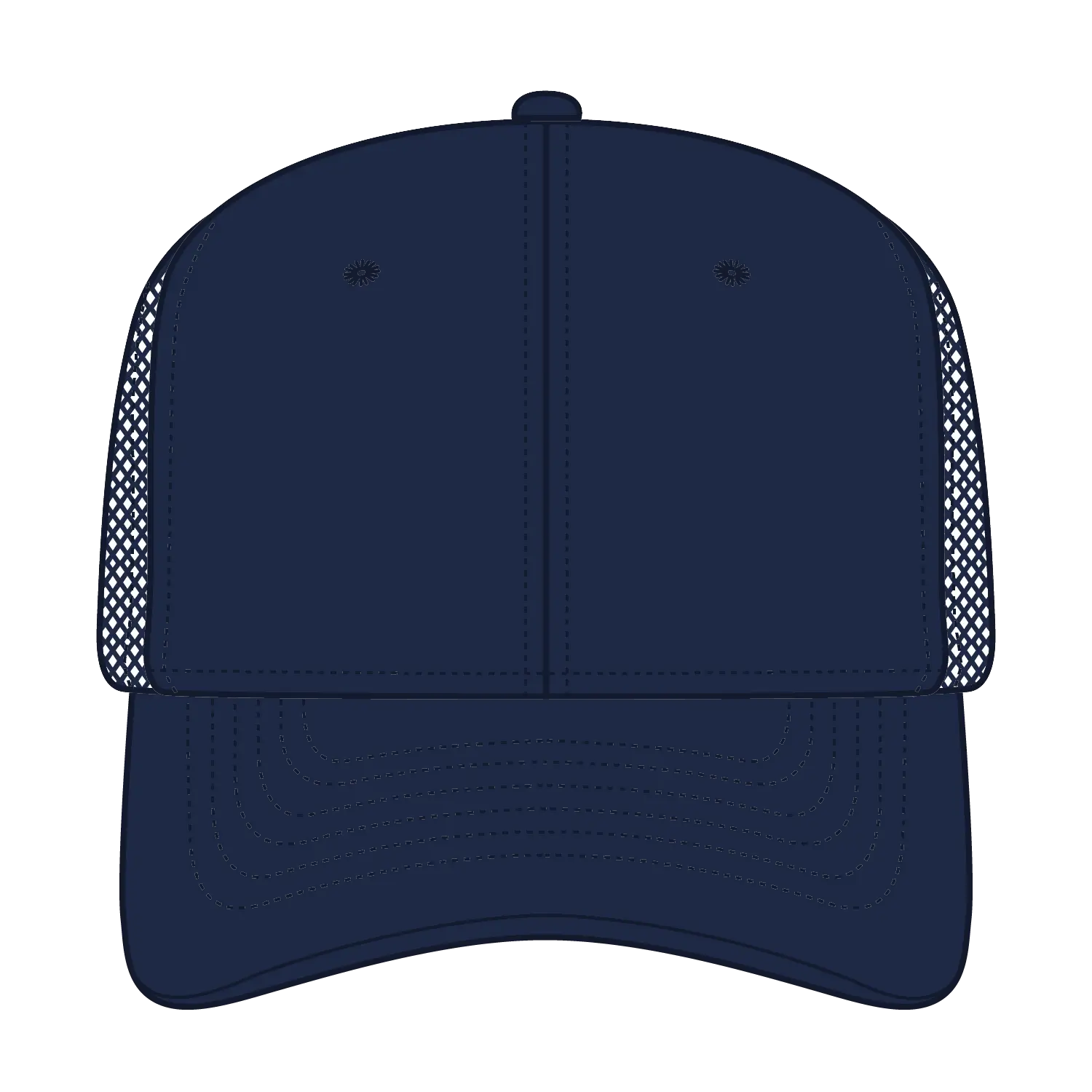 OTTO 112-3 6 Panel Mid Profile Mesh Back Trucker Cap - Navy - Navy / 7 3/8’’ - 7 5/8’’