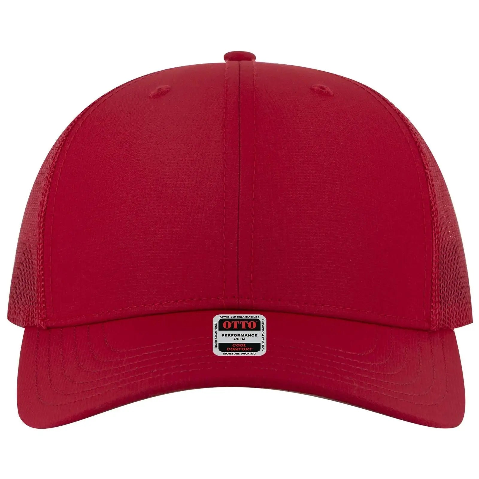 OTTO 112-3 6 Panel Mid Profile Mesh Back Trucker Cap - Red - Red / 7 3/8’’ - 7 5/8’’