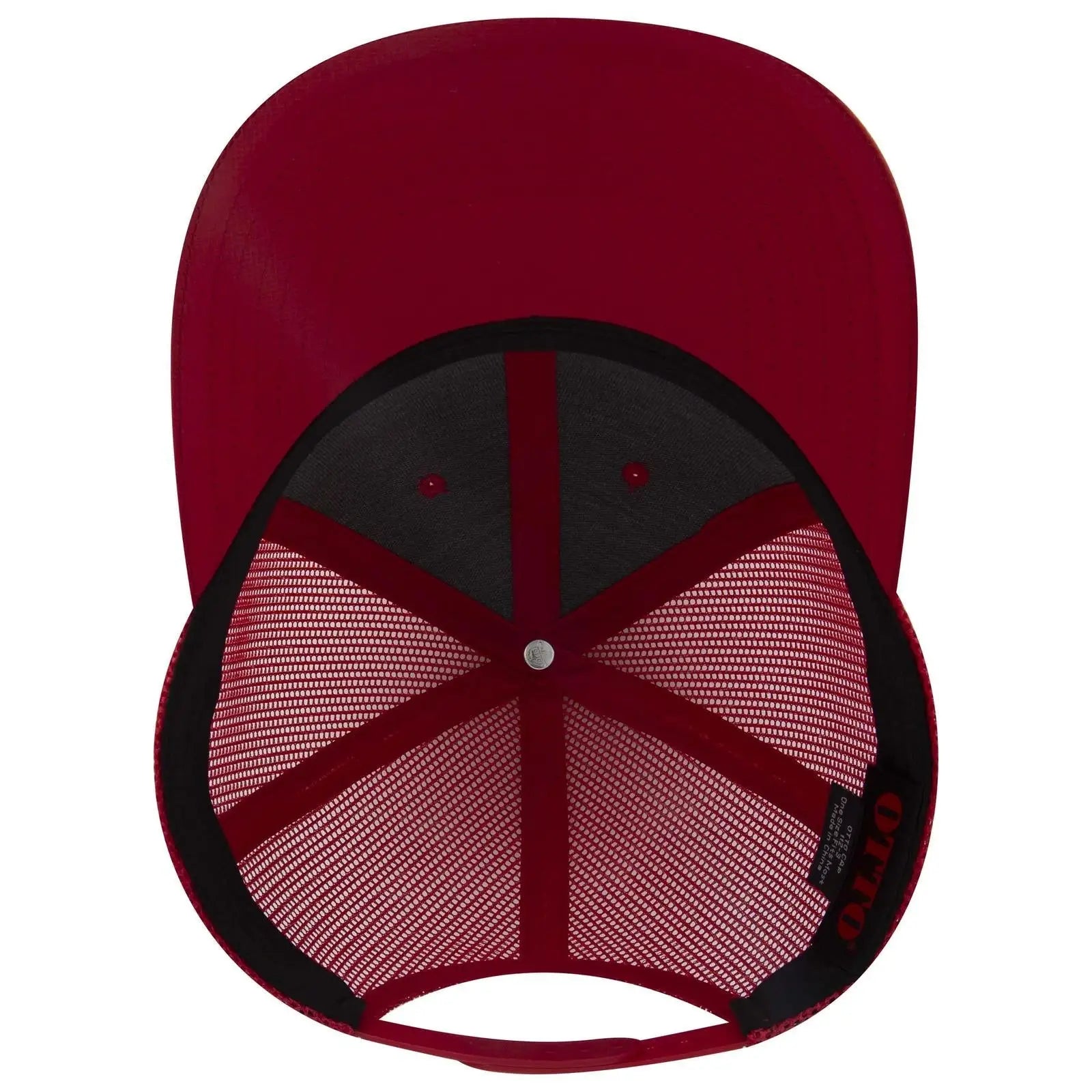 OTTO 112-3 6 Panel Mid Profile Mesh Back Trucker Cap - Red - Red / 7 3/8’’ - 7 5/8’’