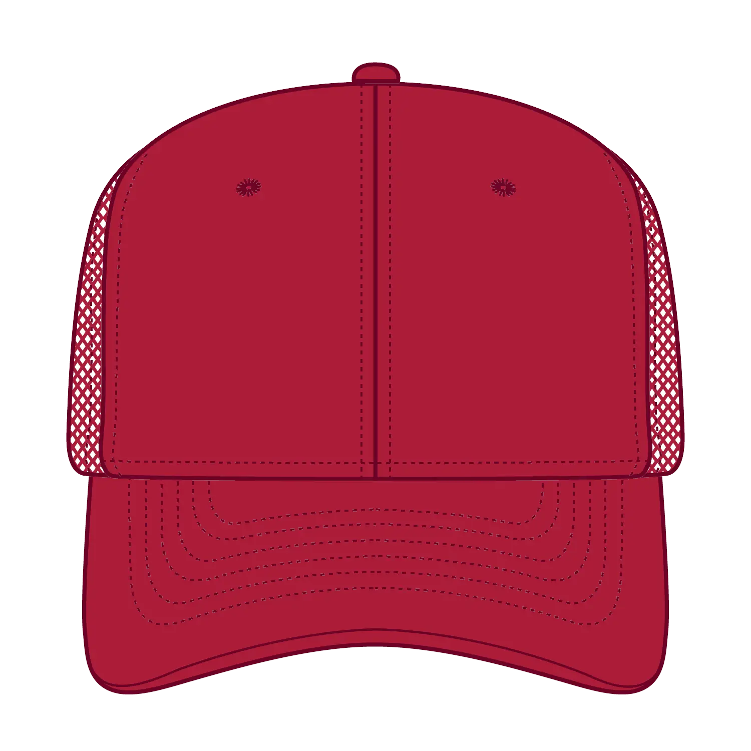 OTTO 112-3 6 Panel Mid Profile Mesh Back Trucker Cap - Red - Red / 7 3/8’’ - 7 5/8’’