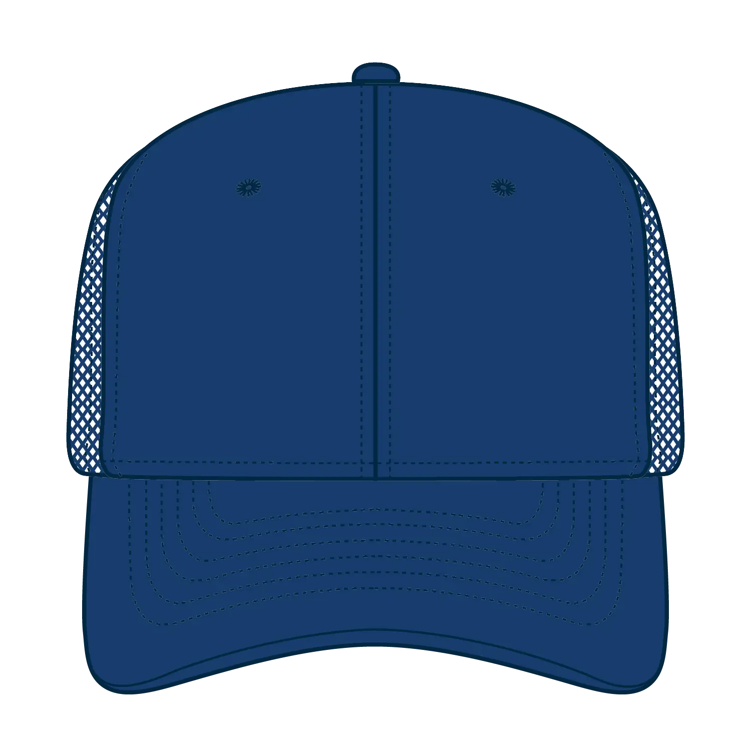 OTTO 112-3 6 Panel Mid Profile Mesh Back Trucker Cap - Royal - Royal / 7 3/8’’ - 7 5/8’’