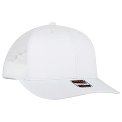 OTTO 112-3 6 Panel Mid Profile Mesh Back Trucker Cap - White - White / 7 3/8’’ - 7 5/8’’