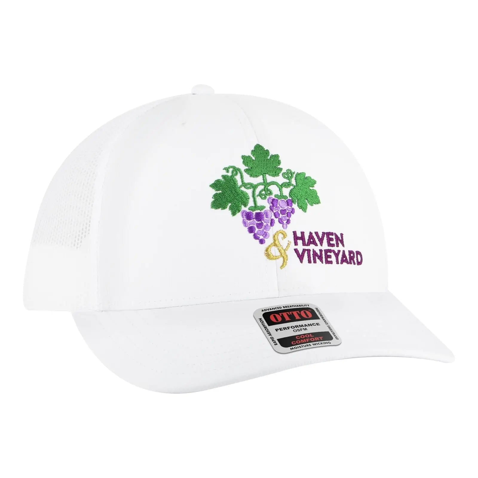 OTTO 112-3 6 Panel Mid Profile Mesh Back Trucker Cap - White - White / 7 3/8’’ - 7 5/8’’