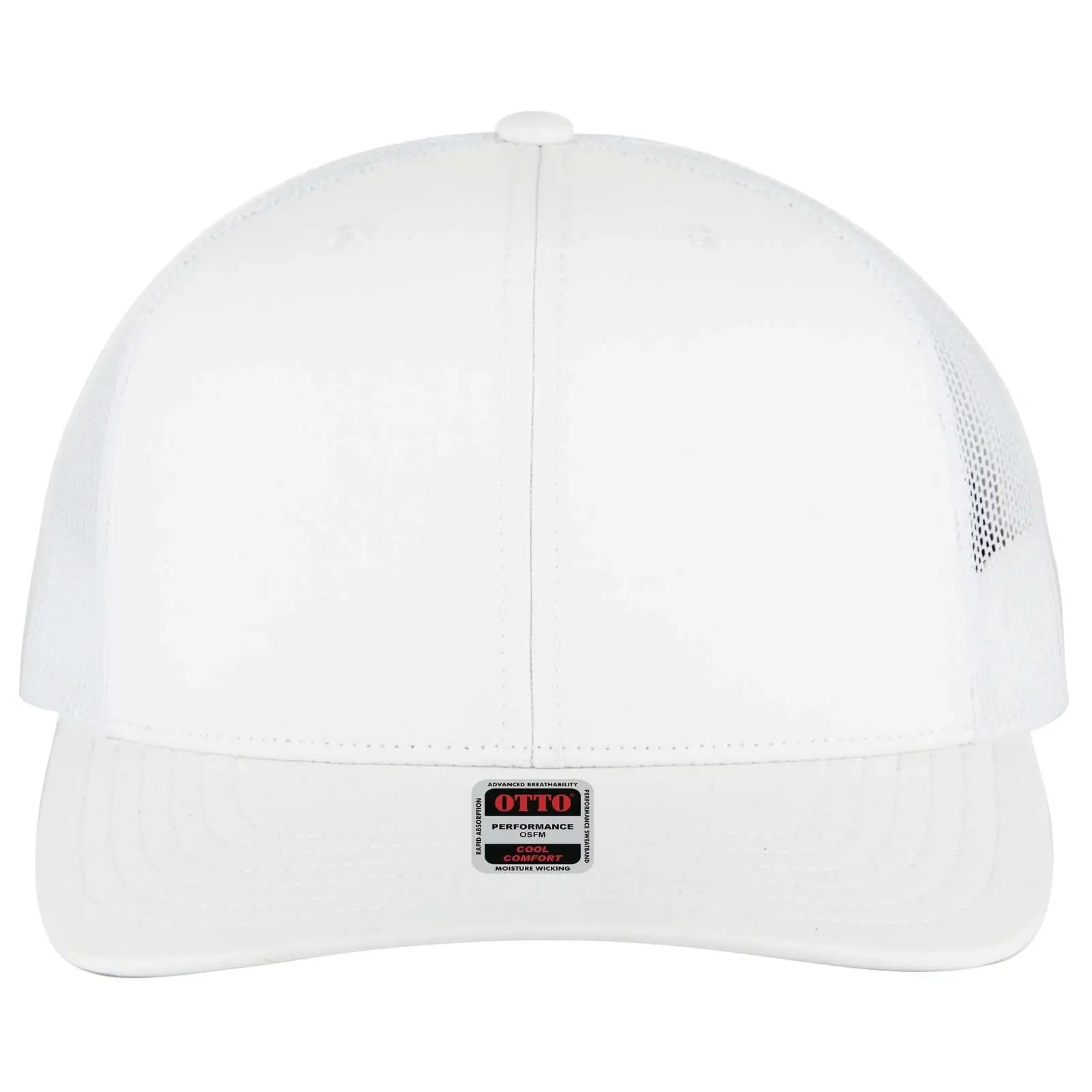 OTTO 112-3 6 Panel Mid Profile Mesh Back Trucker Cap - Wht - Wht / 7 3/8’’ - 7 5/8’’