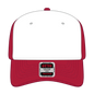OTTO 1120-1 Seamless 6 Panel Mid Profile Mesh Back Trucker Cap - Red/Wht/Red - Red/Wht/Red / 7 3/8’’ - 7 5/8’’
