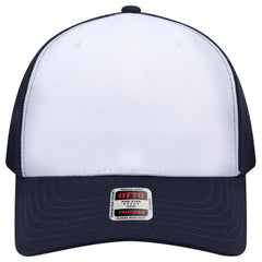 OTTO 1120-1 Seamless 6 Panel Mid Profile Mesh Back Trucker Cap - Nvy/Wht/Nvy - Nvy/Wht/Nvy / 7 3/8’’ - 7 5/8’’