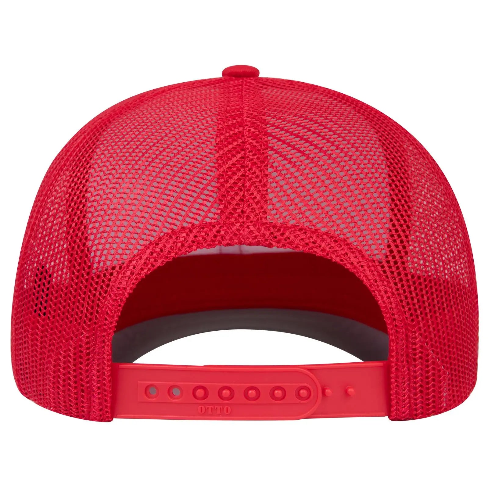 OTTO 1120-1 Seamless 6 Panel Mid Profile Mesh Back Trucker Cap - Red/Wht/Red - Red/Wht/Red / 7 3/8’’ - 7 5/8’’