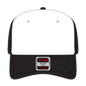 OTTO 1120-1 Seamless 6 Panel Mid Profile Mesh Back Trucker Cap - Blk/Wht/Blk - Blk/Wht/Blk / 7 3/8’’ - 7 5/8’’