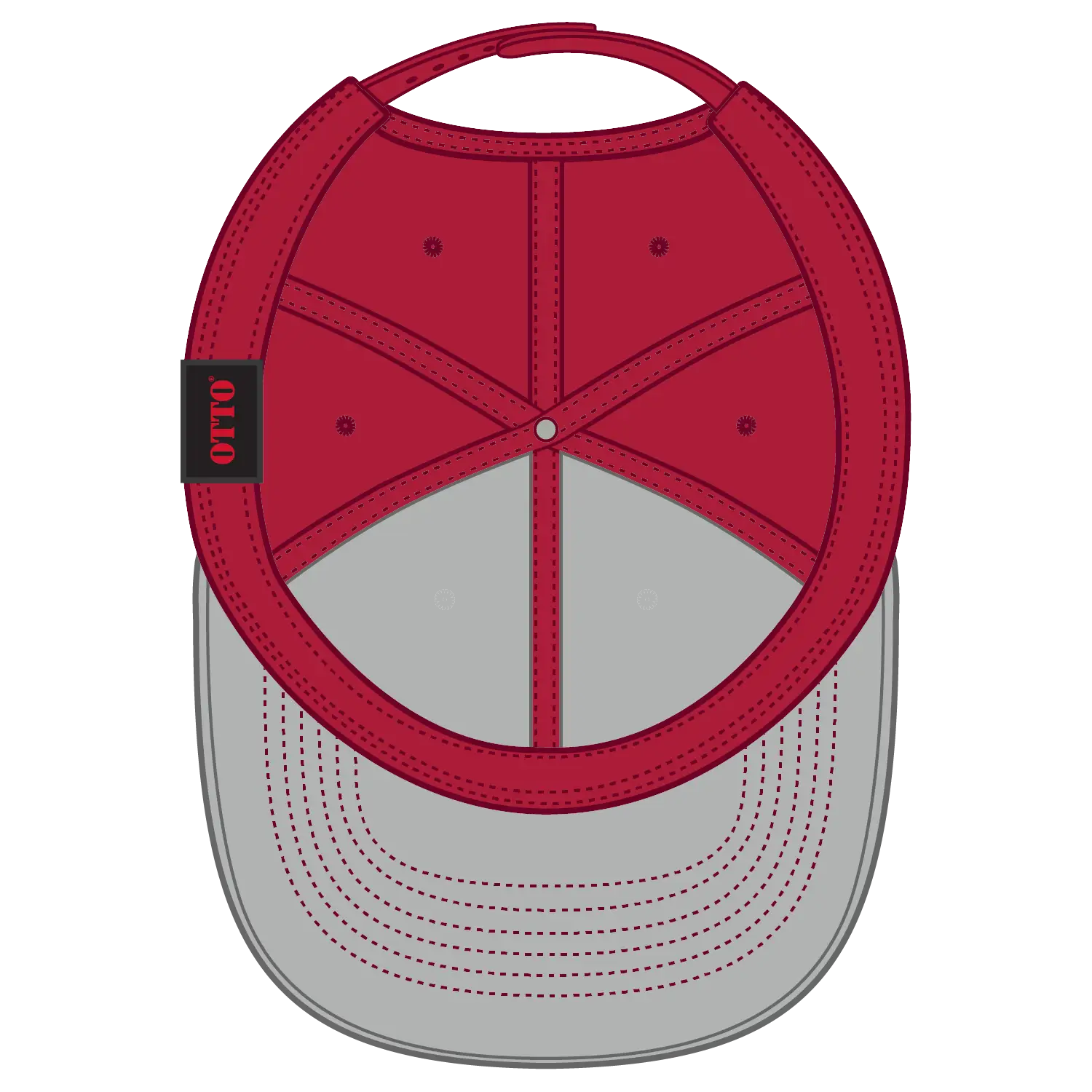 OTTO 1120-1 Seamless 6 Panel Mid Profile Mesh Back Trucker Cap - Red/Wht/Red - Red/Wht/Red / 7 3/8’’ - 7 5/8’’