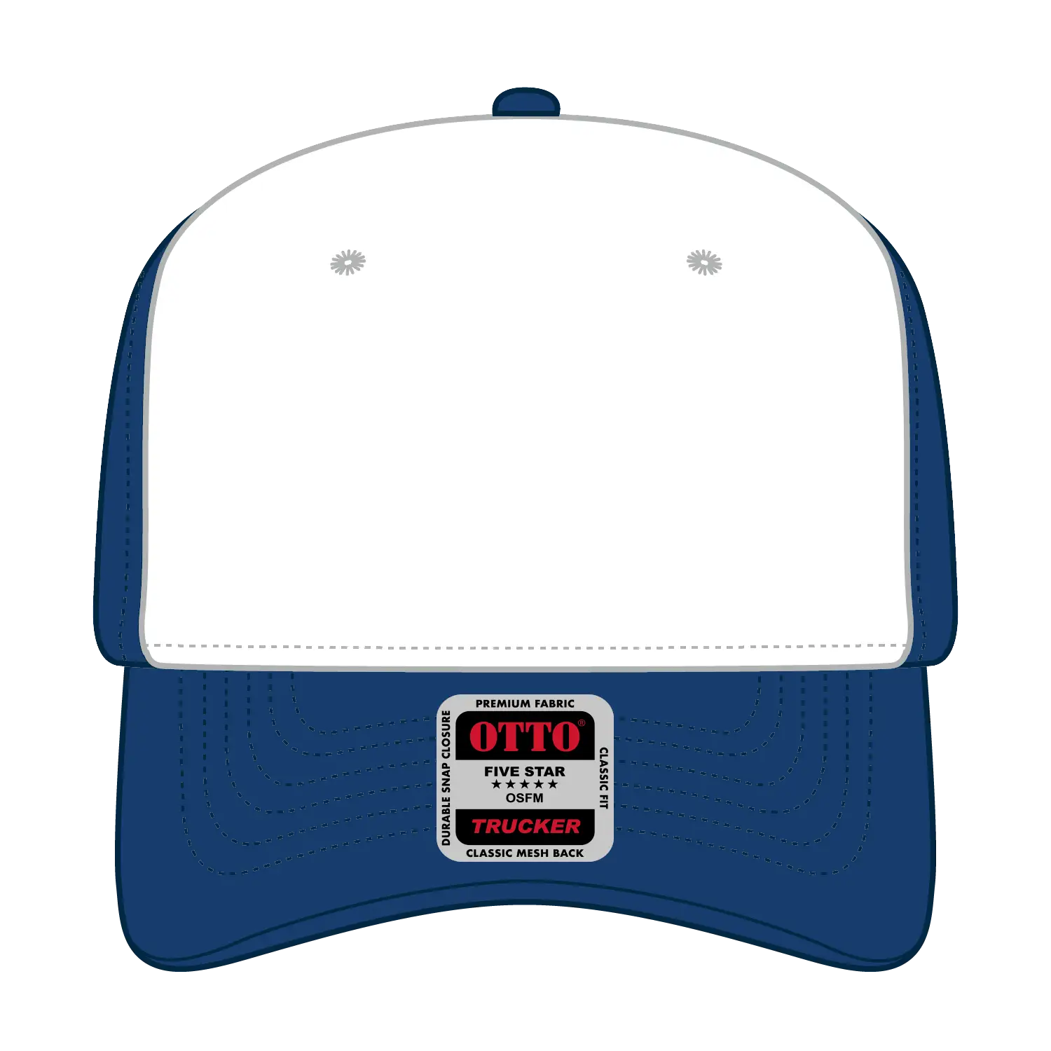OTTO 1120-1 Seamless 6 Panel Mid Profile Mesh Back Trucker Cap - Ryl/Wht/Ryl - Ryl/Wht/Ryl / 7 3/8’’ - 7 5/8’’