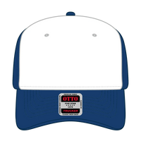 OTTO 1120-1 Seamless 6 Panel Mid Profile Mesh Back Trucker Cap - Ryl/Wht/Ryl - Ryl/Wht/Ryl / 7 3/8’’ - 7 5/8’’